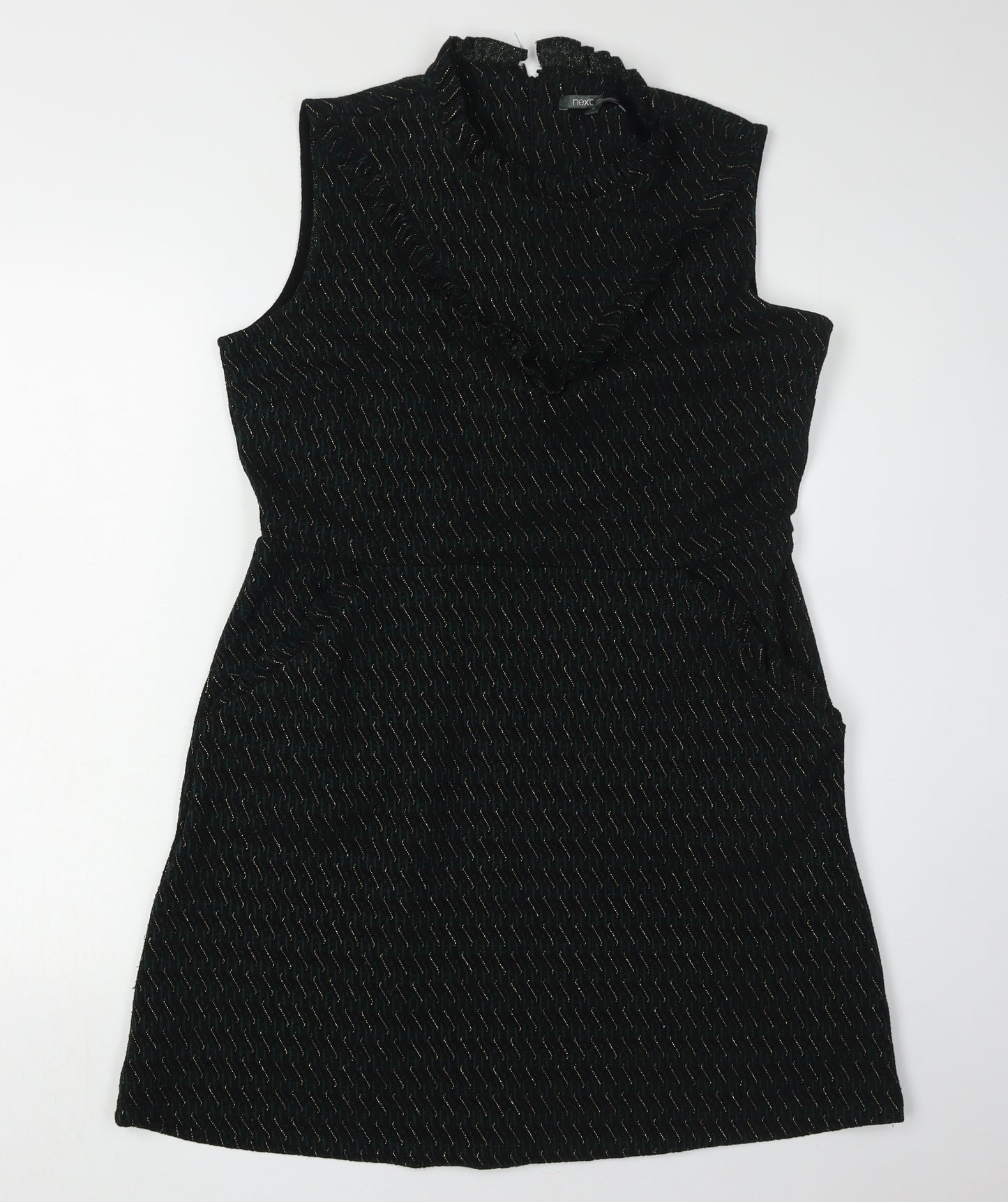 Next Women's Black Sleeveless High Neck Dress - Size 16