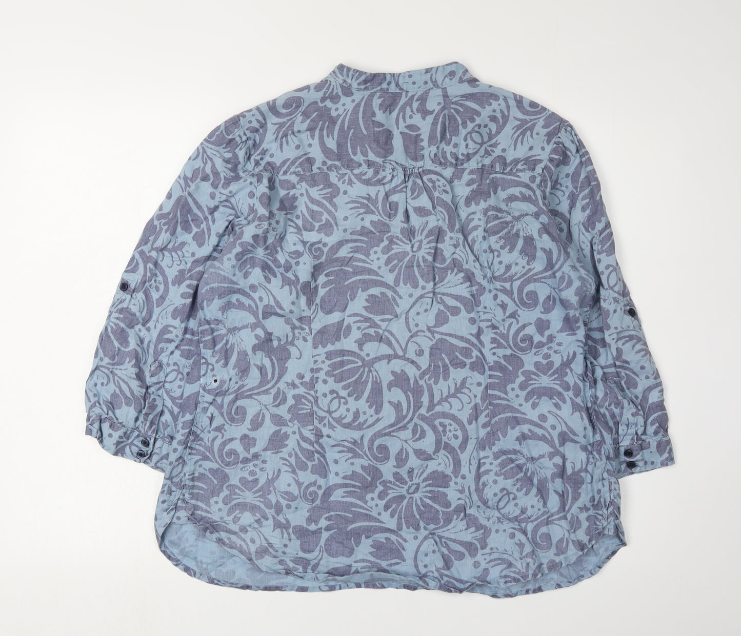 Marks and Spencer Women's Blue Floral Linen Blouse, Size 18