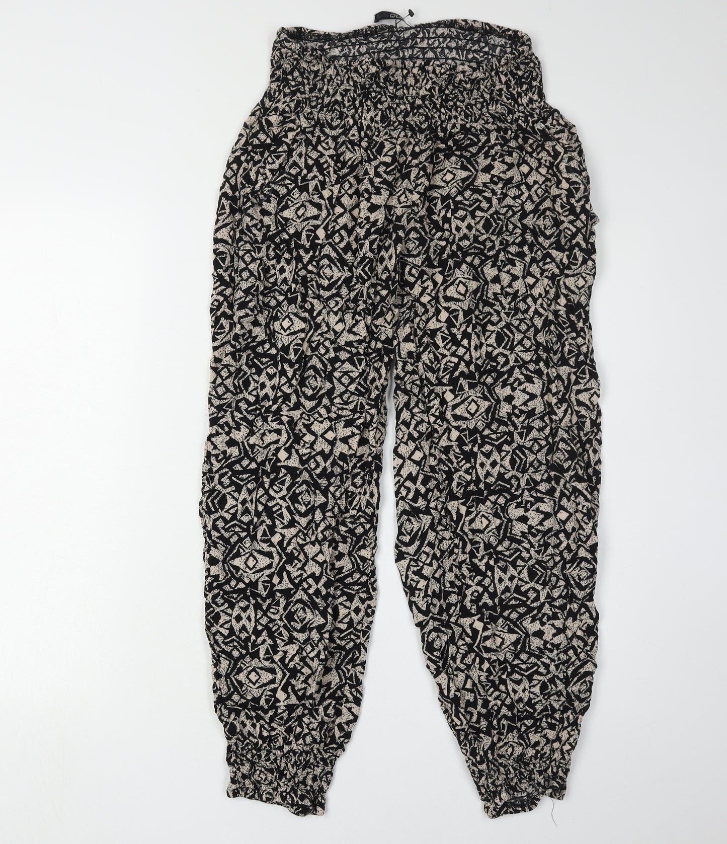 Quiz Women's Black Harem Trousers, Size 12, Casual Geometric