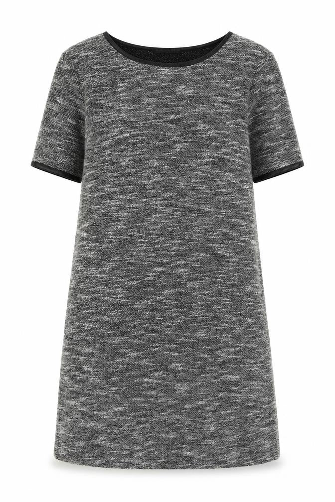 Front view of Quiz Women's Grey Shift Dress, size 12, Short Sleeve