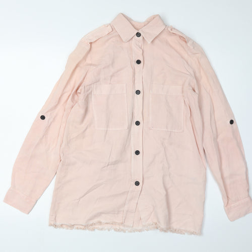 Zara Woman Pink Button-Up Shirt UK 8