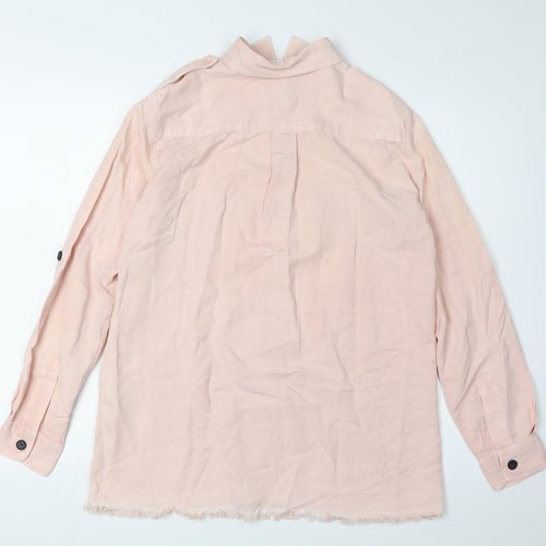Zara Woman Pink Button-Up Shirt UK 8