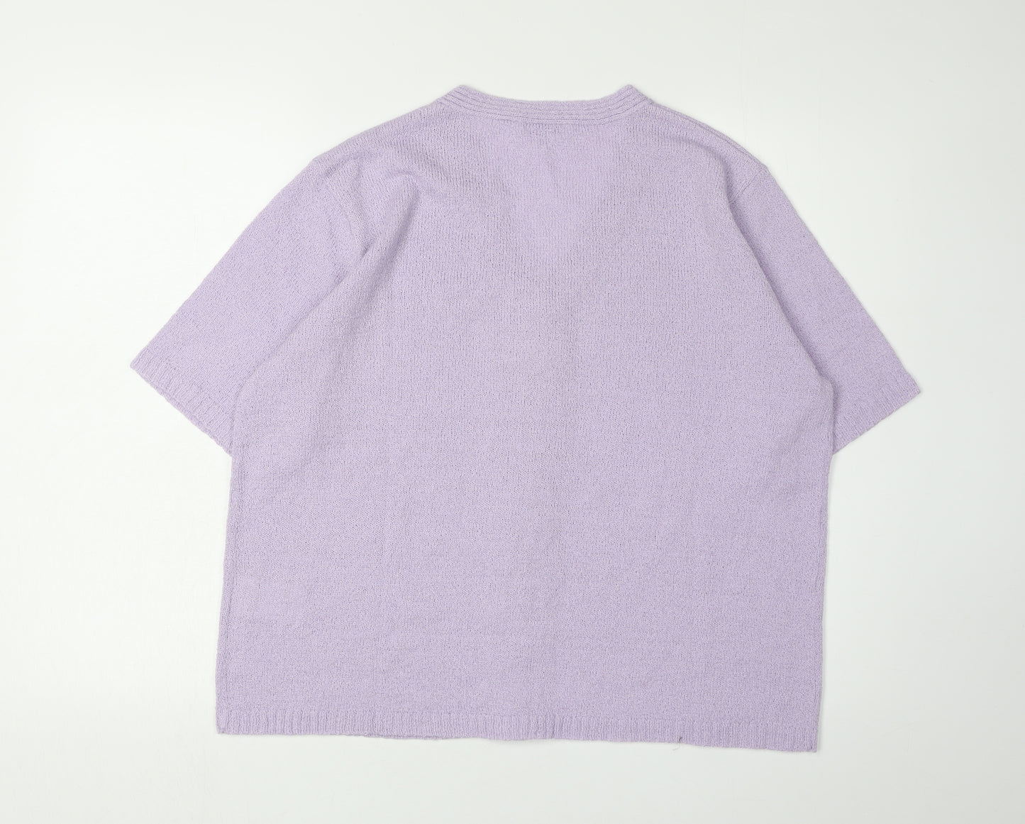 Damart Women's Purple V-Neck Cable-Knit Pullover L
