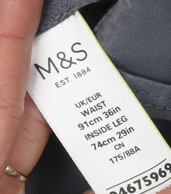 Marks and Spencer Men's Grey Chino Trousers 36 Regular