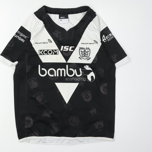 ISC Boys Black Rugby Jersey Short Sleeve Size 12