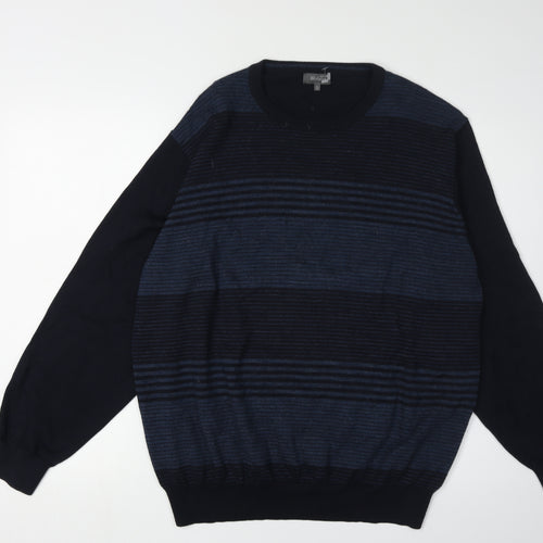 Wolsey Men's XL Black Crew Neck Striped Pullover Jumper
