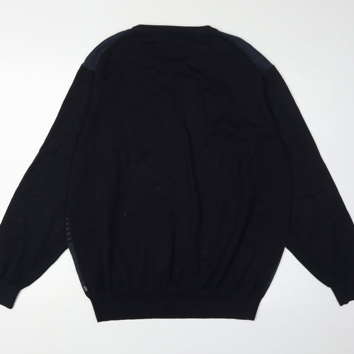 Wolsey Men's XL Black Crew Neck Striped Pullover Jumper