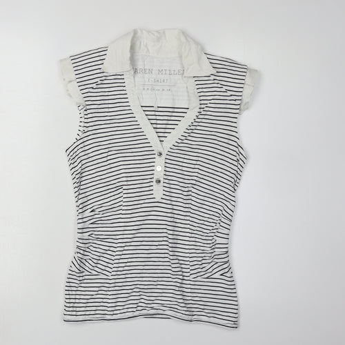 Karen Millen Women's Striped Sleeveless Collared T-Shirt