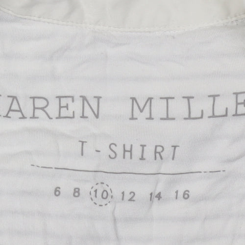 Karen Millen Women's Striped Sleeveless Collared T-Shirt