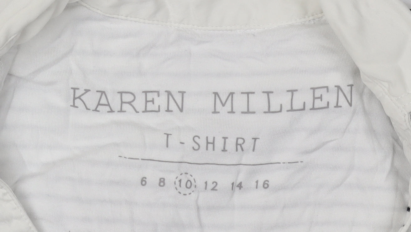 Karen Millen Women's Striped Sleeveless Collared T-Shirt