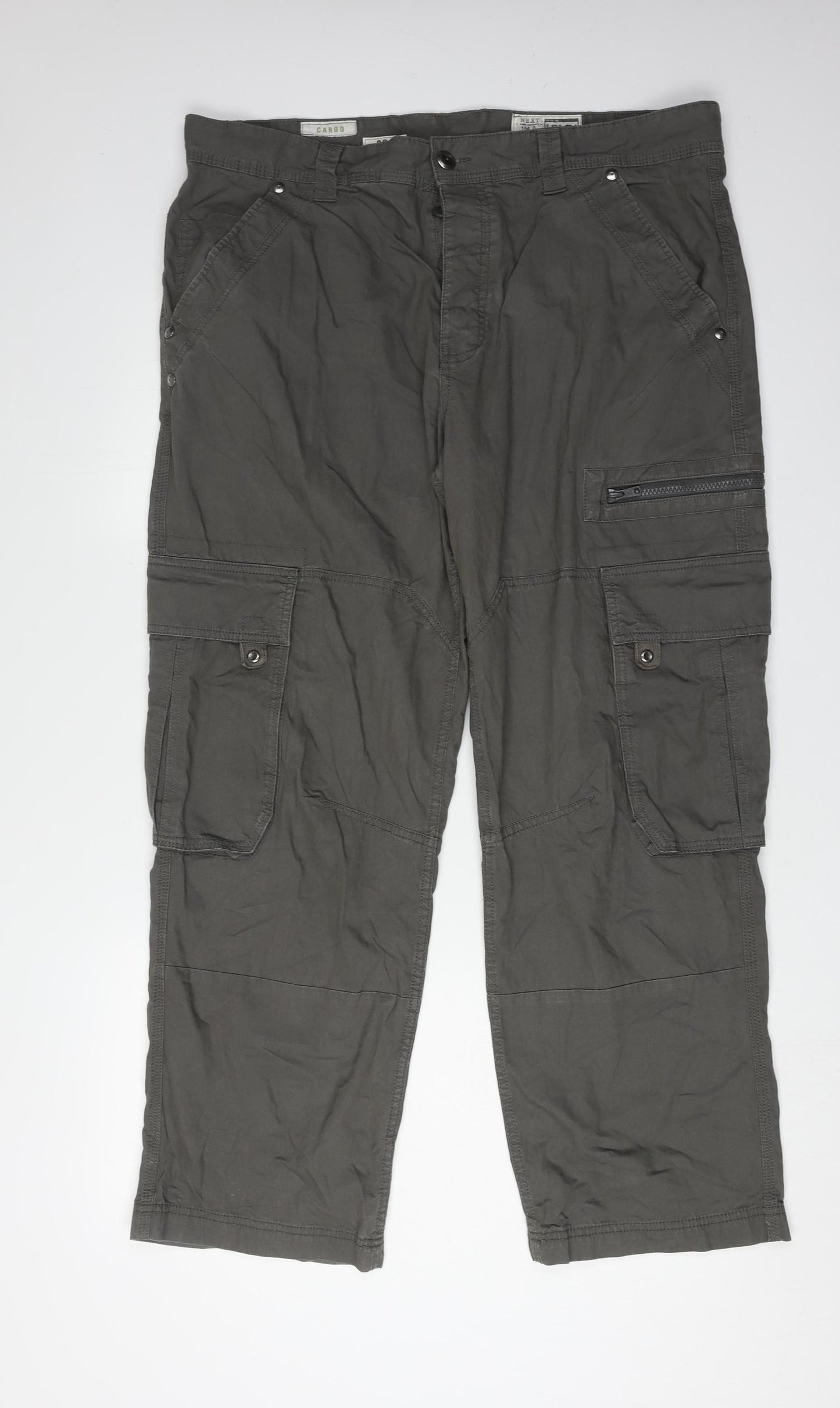 Next Men's Green Jogger Trousers, Size 36, Cotton Blend