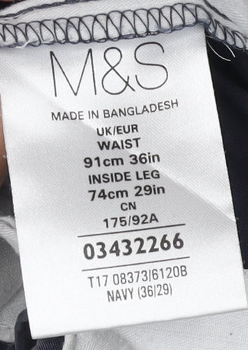 Marks and Spencer Men's Blue Chino Trousers Size 36