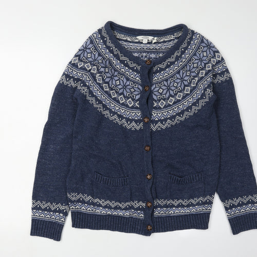 FatFace Women's Blue Fair Isle Cardigan Size 12