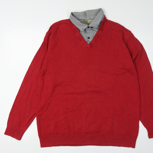 Next Men's XL Red V-Neck Pullover Jumper