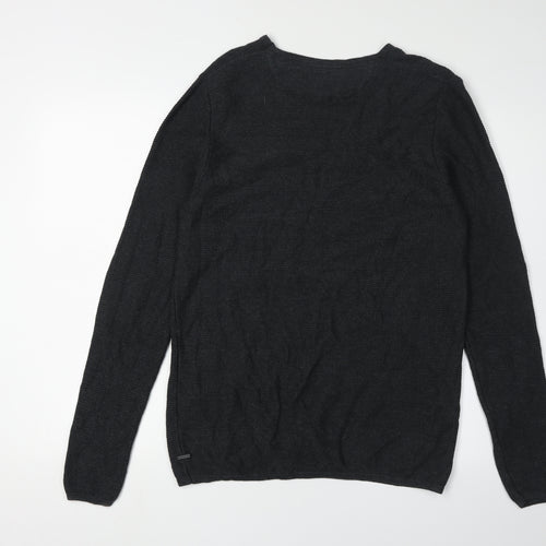 Industrie Men's Black Cotton Pullover Jumper M