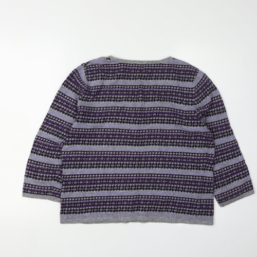 CC Women's Purple Henley Argyle Petite Jumper M