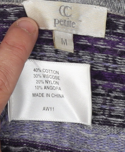 CC Women's Purple Henley Argyle Petite Jumper M