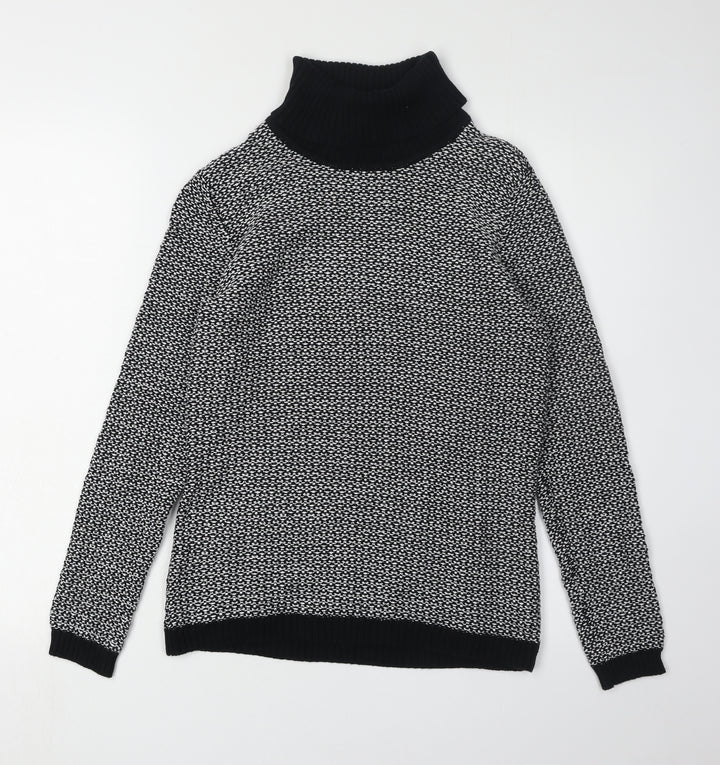 Karen Scott Women's Black Roll Neck Cotton Jumper