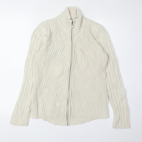 Maine New England Women's Ivory Full Zip Knit Jumper Size 12
