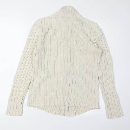 Maine New England Women's Ivory Full Zip Knit Jumper Size 12