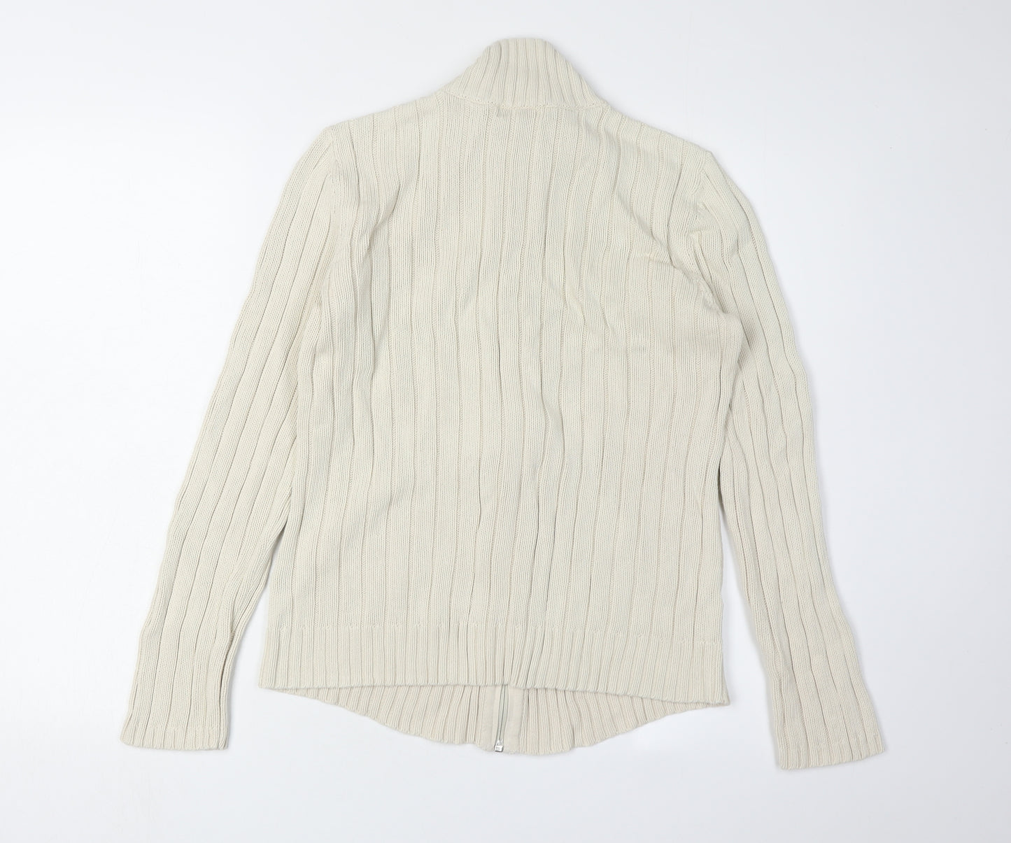 Maine New England Women's Ivory Full Zip Knit Jumper Size 12