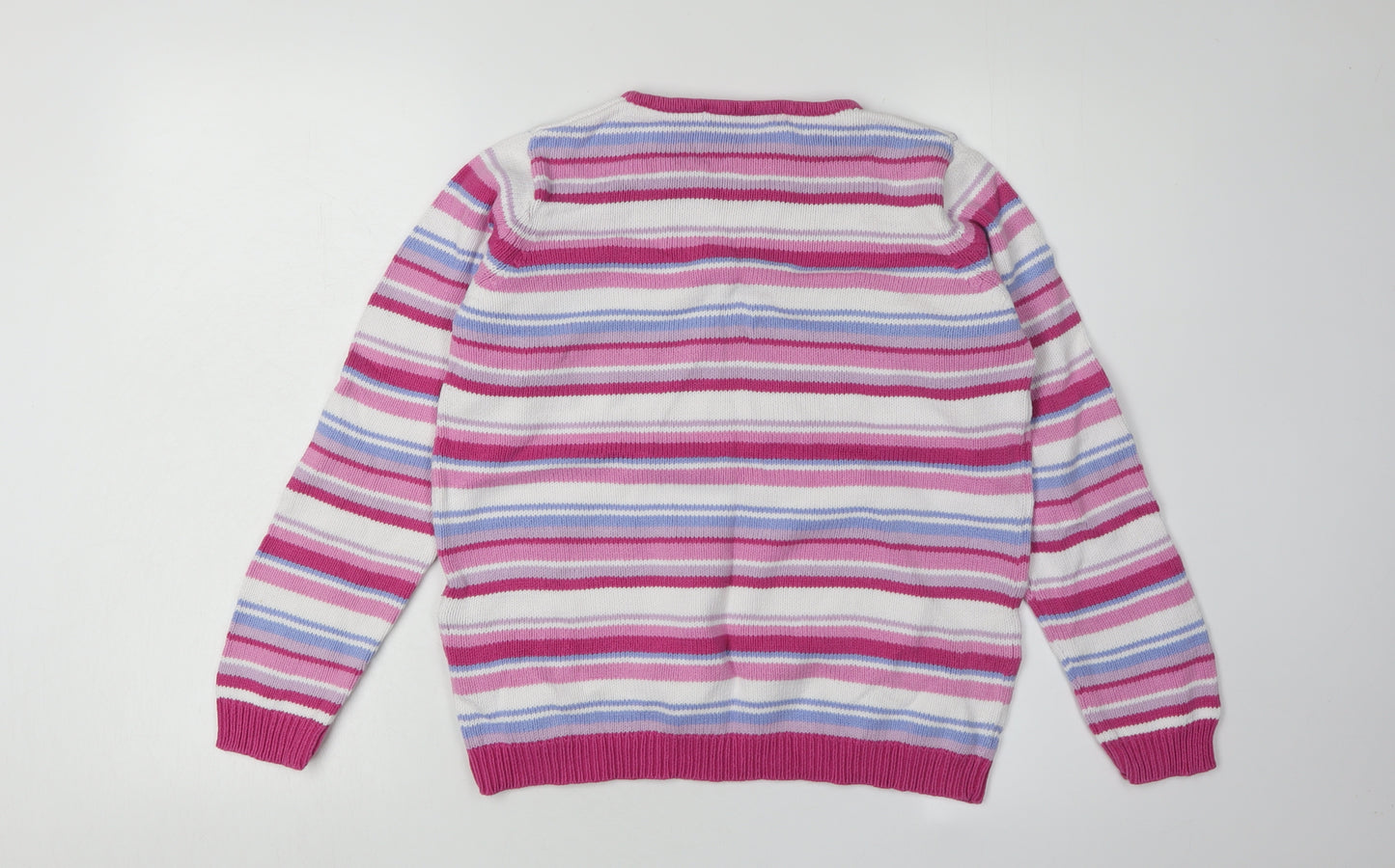 EWM Women's Pink and White Striped Jumper S