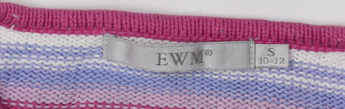 EWM Women's Pink and White Striped Jumper S