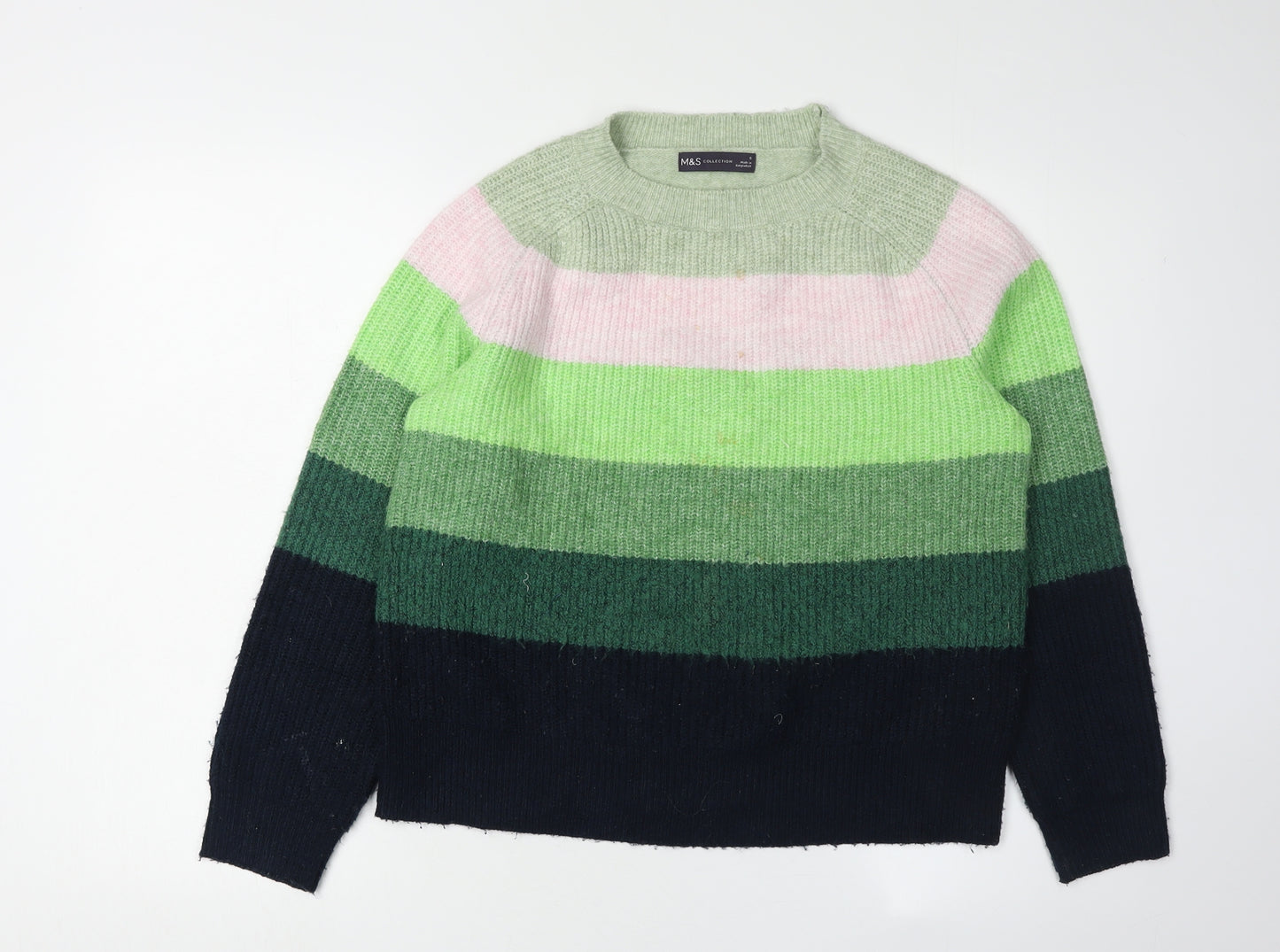 Marks and Spencer Women's Multicoloured Striped Pullover Jumper - Size S