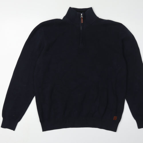 Next Men's Black S Full Zip Jumper High Neck
