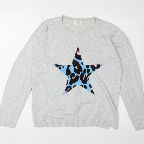 Hush Women's Grey Star Pullover Jumper, Size S