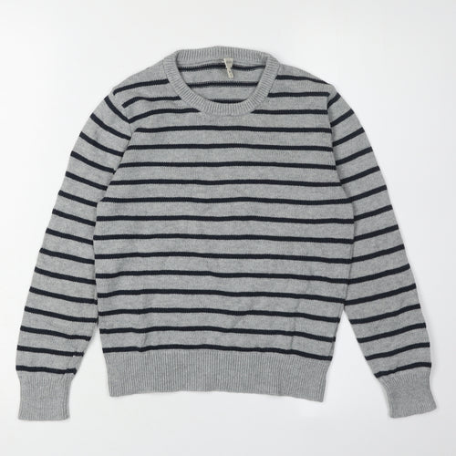 J.Crew Boys Grey Striped Pullover Jumper M (8-9 Years)