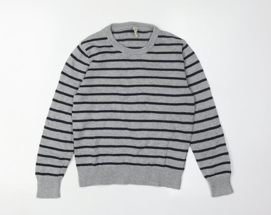 J.Crew Boys Grey Striped Pullover Jumper M (8-9 Years)