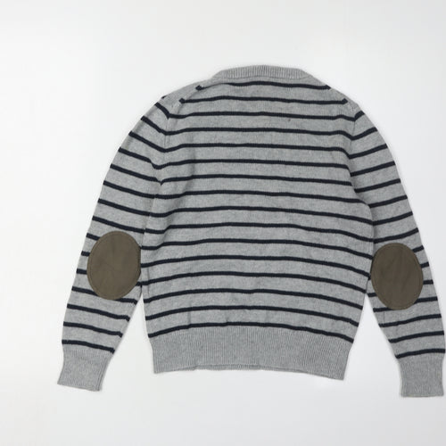 J.Crew Boys Grey Striped Pullover Jumper M (8-9 Years)