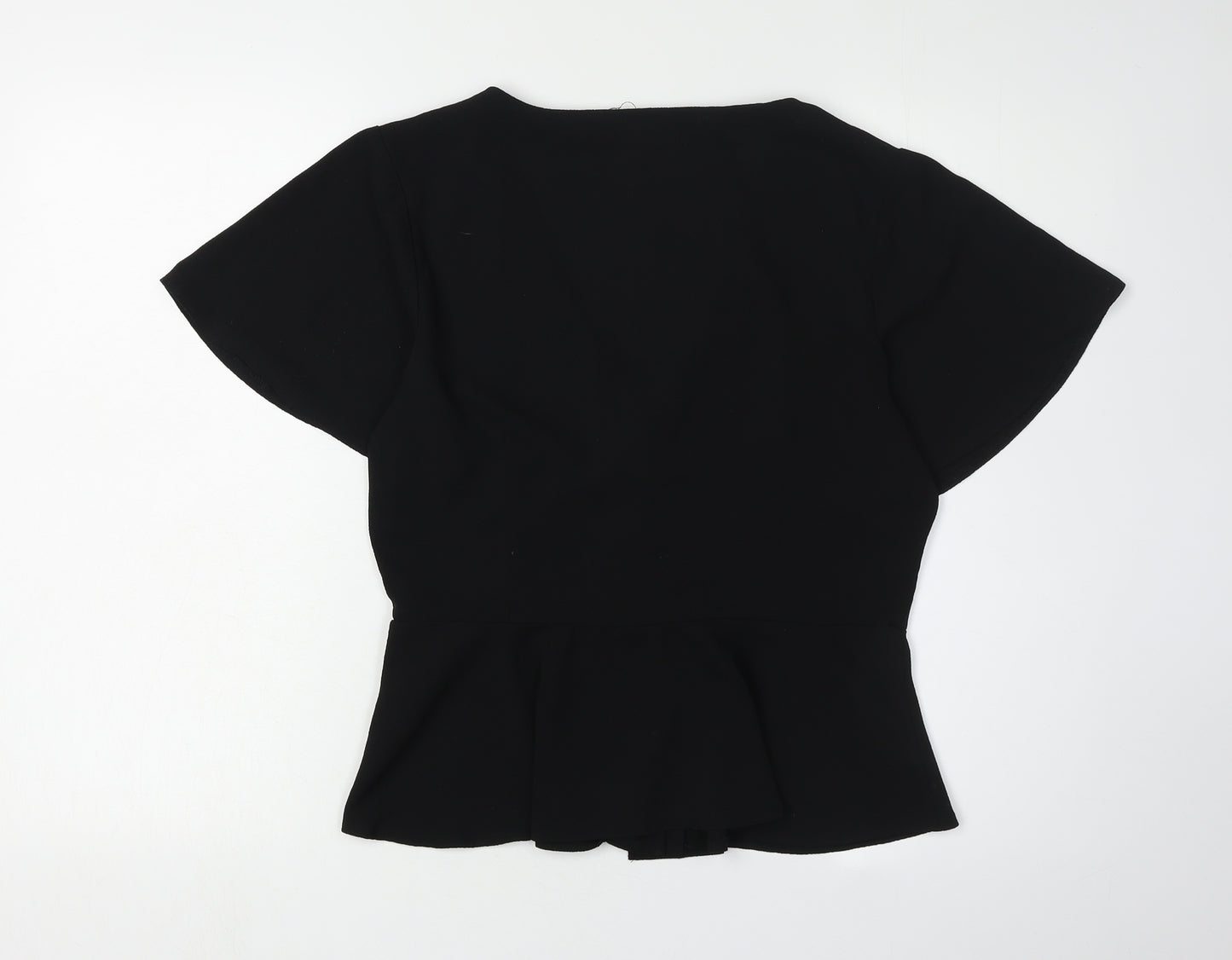 Brave Soul Women's Black Blouse - Medium, Short Sleeve, V-Neck