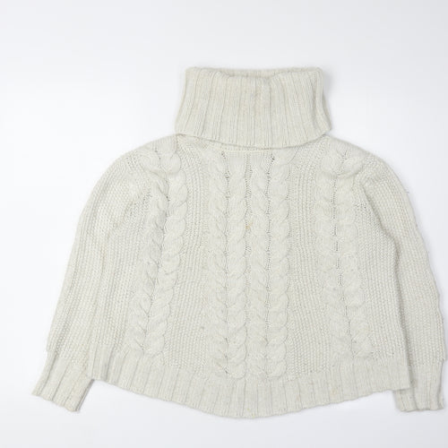 Debenhams Women's Ivory Roll Neck Cable-Knit Jumper Size 12