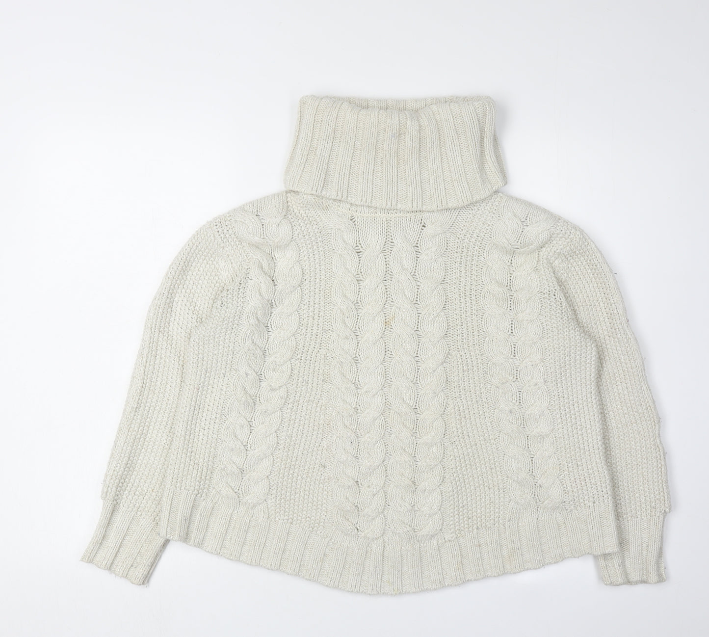 Debenhams Women's Ivory Roll Neck Cable-Knit Jumper Size 12