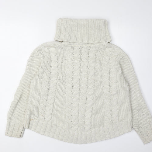 Debenhams Women's Ivory Roll Neck Cable-Knit Jumper Size 12