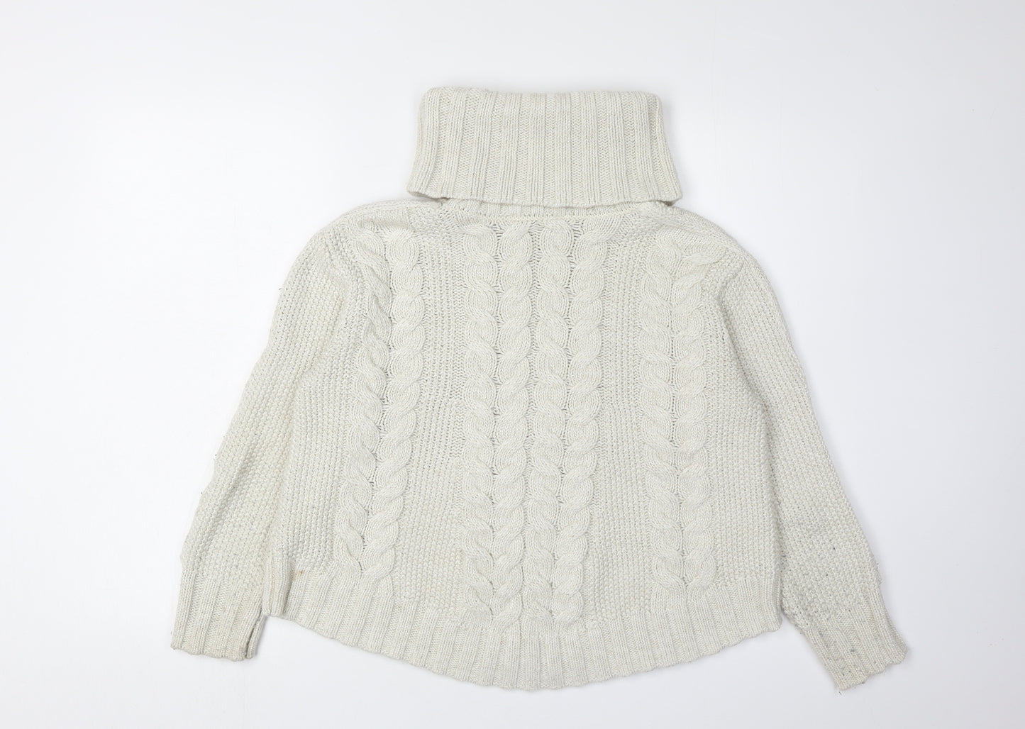Debenhams Women's Ivory Roll Neck Cable-Knit Jumper Size 12