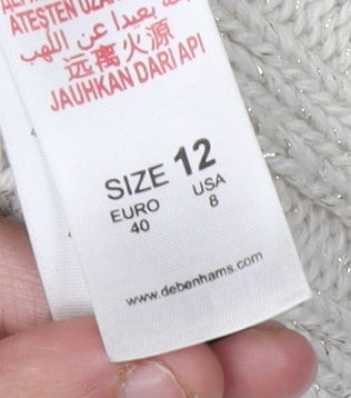 Debenhams Women's Ivory Roll Neck Cable-Knit Jumper Size 12