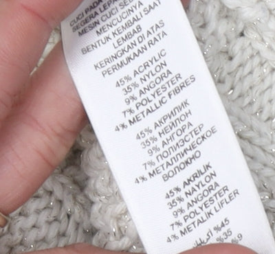 Debenhams Women's Ivory Roll Neck Cable-Knit Jumper Size 12