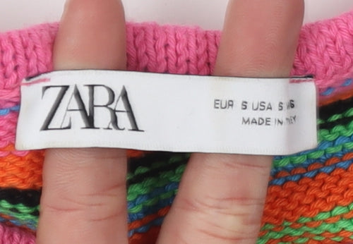 Zara Women's Multicoloured Cotton Knit Tank Top S