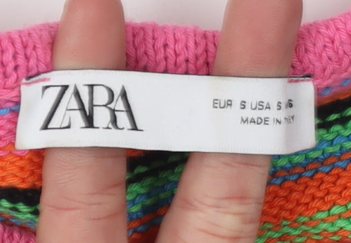 Zara Women's Multicoloured Cotton Knit Tank Top S