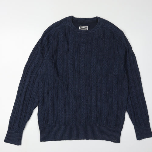 FatFace Men's Blue Cable-Knit Pullover Jumper L