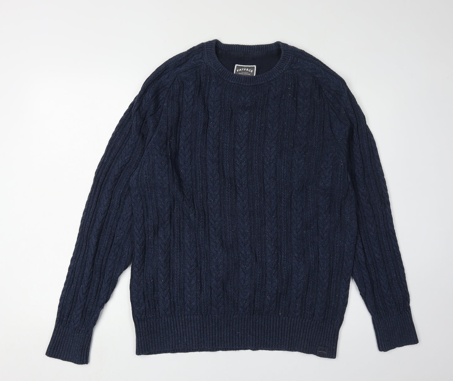 FatFace Men's Blue Cable-Knit Pullover Jumper L