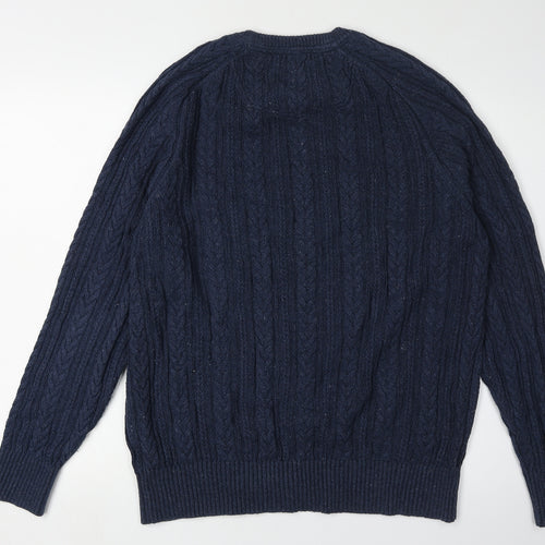 FatFace Men's Blue Cable-Knit Pullover Jumper L