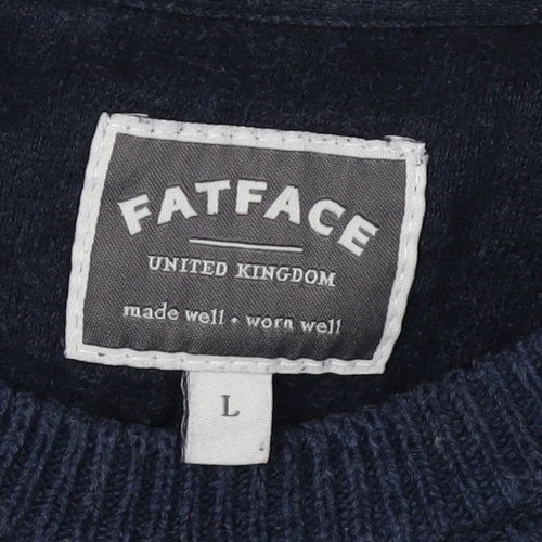 FatFace Men's Blue Cable-Knit Pullover Jumper L
