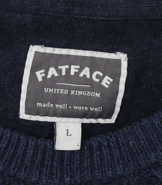 FatFace Men's Blue Cable-Knit Pullover Jumper L