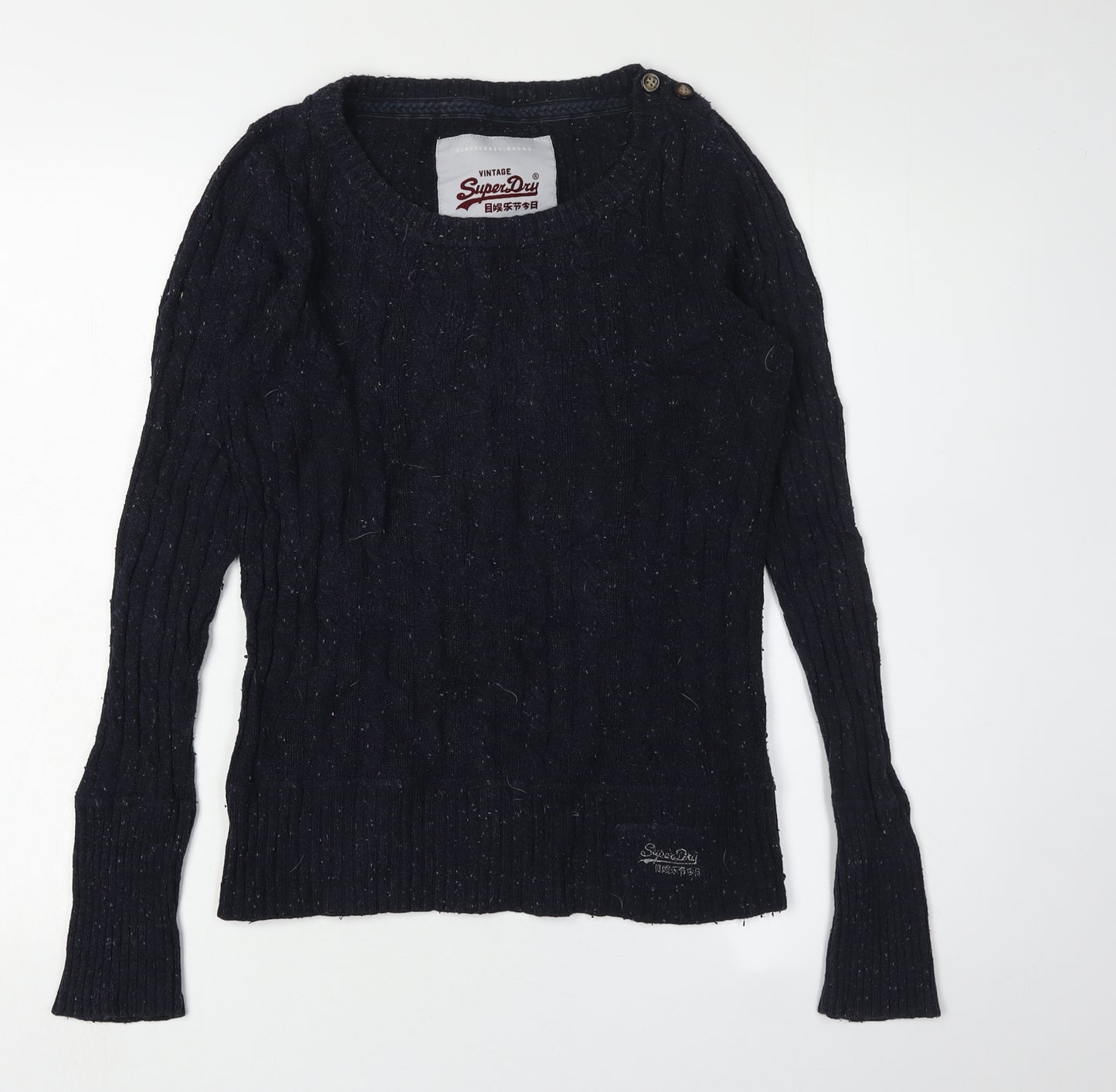 Superdry Women's Black Cable-Knit Jumper M