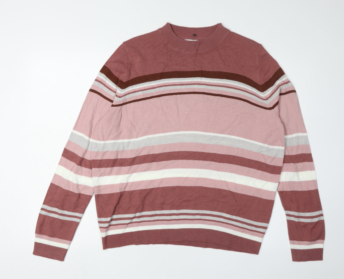 Marks and Spencer Women's Pink Striped Pullover Jumper, Size 18
