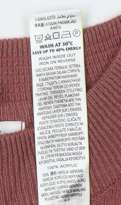 Marks and Spencer Women's Pink Striped Pullover Jumper, Size 18